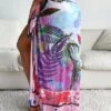 Tropical Print Knot Side Cover Up Skirt