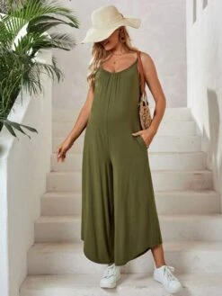 SHEIN Maternity Solid Wide Leg Cami Jumpsuit -Curated Swimwear 16877674239edbd3b5ae8c651a504c279a22d2ee5c thumbnail 405x552