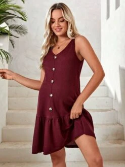SHEIN Maternity Button Front Ruffle Hem Smock Dress -Curated Swimwear 168777550987491b28f89ed29e1182ffcd018df7e2 thumbnail 405x552