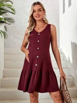 SHEIN Maternity Button Front Ruffle Hem Smock Dress -Curated Swimwear 1687775512527902dac14b3c182e246361e80e6d86 thumbnail 405x552
