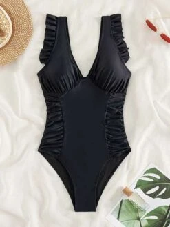 Ruffle Trim Ruched One Piece Swimsuit -Curated Swimwear 1687795323854a1e433b407594e00c089032896abf thumbnail 405x552