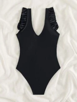 Ruffle Trim Ruched One Piece Swimsuit -Curated Swimwear 168779532519d11fc97425f2f23bfb0b73a4dc9808 thumbnail 405x552