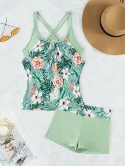 Tropical Print Shorts Bikini Swimsuit -Curated Swimwear 1687838544e567a41623f45ee29788b7bf5deaa5d6 thumbnail 405x552