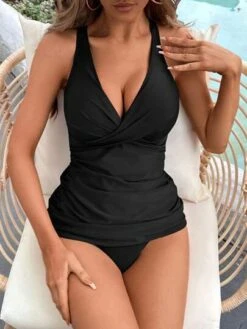 SHEIN DD+ Twist Front Plunging Neck Ruched Bikini Top -Curated Swimwear 1687940831b3d2f1edb6cccaa5ec230c8a66be0bcb thumbnail 405x552