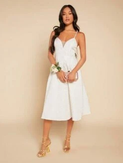 SHEIN Belle Solid Jacquard Cami Wedding Dress -Curated Swimwear 16880103718a596b4915ae707524dc168eb6e399af thumbnail 405x552