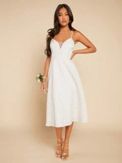 SHEIN Belle Solid Jacquard Cami Wedding Dress -Curated Swimwear 1688010380a101cddc0db9b41362f450e548ec2272 thumbnail 405x552