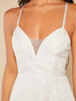 SHEIN Belle Solid Jacquard Cami Wedding Dress -Curated Swimwear 16880103827150629b4e908b24b173a49273ed965a thumbnail 405x552