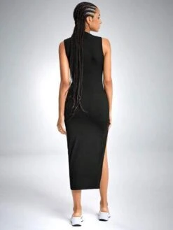 SHEIN EZwear Mock Neck Split Thigh Dress