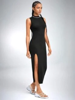 SHEIN EZwear Mock Neck Split Thigh Dress -Curated Swimwear 1688091960168ce581abad7fcdd597ad4057fe32ca thumbnail 405x552