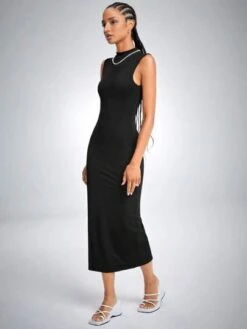 SHEIN EZwear Mock Neck Split Thigh Dress -Curated Swimwear 1688091963373f6696ba2150ba51cfcd5d97965fb0 thumbnail 405x552