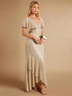 SHEIN Belle Ruffle Trim Asymmetrical Hem Sequin Dress -Curated Swimwear 1688095248959d6a33fc47038e91d1d6539cc19469 thumbnail 405x552