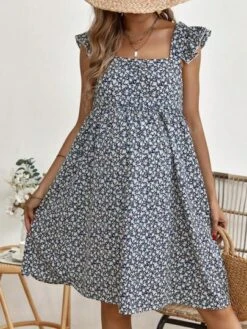 SHEIN Maternity Ditsy Floral Print Ruffle Trim Smock Dress -Curated Swimwear 1688096301394c91be333afab07afee851577d32f3 thumbnail 405x552