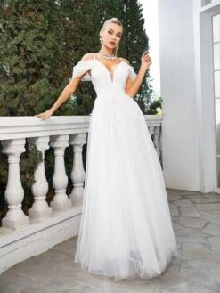 Contrast Lace Mesh Overlay Cami Wedding Dress -Curated Swimwear 16881841417475b7d107dbee9c81f2fa69e22db530 thumbnail 405x552