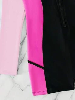 Colorblock Zipper Front Raglan Sleeve One Piece Swimsuit -Curated Swimwear 168835006254ba537b570bce24c5b8fb155923c311 thumbnail 405x552