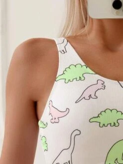 Dinosaur Print Drawstring Side One Piece Swimsuit -Curated Swimwear 16884433856c9897aa2a6ed2559f25aa3c1b92d2d4 thumbnail 405x552