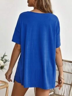 SHEIN Maternity Split Hem Tee & Adjustable Waist Biker Shorts