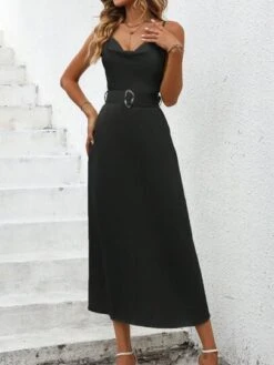 SHEIN Clasi Draped Collar Satin Cami Dress Without Belt -Curated Swimwear 16884562599ce85d01f0b5168f25019f2bcffe04f1 thumbnail 405x552