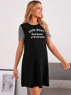 SHEIN Maternity Striped & Slogan Graphic Tee Dress -Curated Swimwear 1688536127984aa22fac177da4c4b0dc0a5a265571 thumbnail 405x552