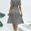 SHEIN VCAY Ditsy Floral Print Sweetheart Neck Puff Sleeve Dress