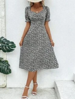 SHEIN VCAY Ditsy Floral Print Sweetheart Neck Puff Sleeve Dress -Curated Swimwear 1688539018b7dc4298030a368cc687de4f5fab19bb thumbnail 405x552