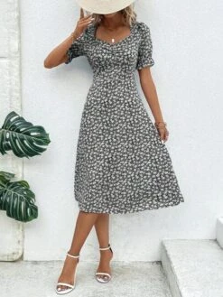 SHEIN VCAY Ditsy Floral Print Sweetheart Neck Puff Sleeve Dress -Curated Swimwear 168853902144dafb0bb2c98a5169d8c326322c0c93 thumbnail 405x552