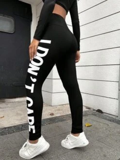 SHEIN Maternity Slogan Graphic Adjustable Elastic Waist Leggings