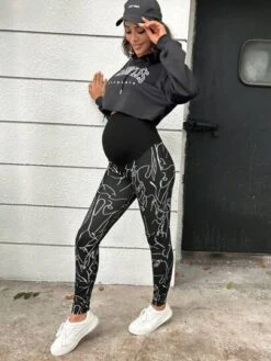 SHEIN Maternity Graphic Print Adjustable Waist Leggings -Curated Swimwear 168869609061f594d890accbb82d7e36997113c274 thumbnail 405x552