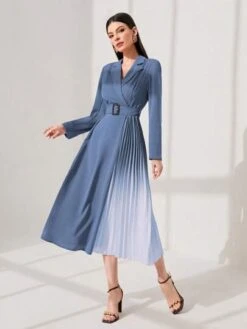 SHEIN Modely Ombre Pleated Hem Belted Dress -Curated Swimwear 1688957913f28d19715a2cf8a448ec5420c5de5aee thumbnail 405x552