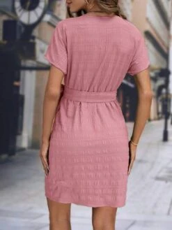 SHEIN Clasi Solid Knot Side Wrap Dress