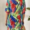 Tropical Print V Neck Batwing Sleeve Knot Front Cover Up Dress -Curated Swimwear 1689041383947c4c518ba7970925b715a02fe0143f thumbnail 405x552