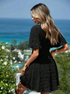 SHEIN VCAY Surplice Neck Butterfly Sleeve A-line Dress