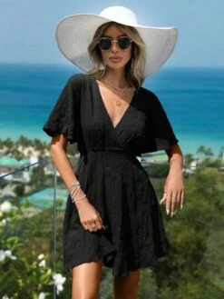 SHEIN VCAY Surplice Neck Butterfly Sleeve A-line Dress -Curated Swimwear 1689075218f9d9996c776866290c5772d2de6415ce thumbnail 405x552