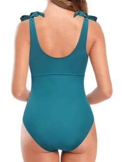 Maternity Solid Tie Shoulder One Piece Swimsuit