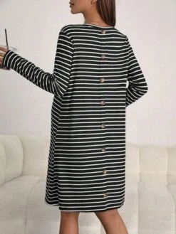SHEIN Maternity Striped Print Button Back Tee Dress -Curated Swimwear 1689154221f67a1663c744a262ed54285febebd7f2 thumbnail 405x552