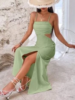 SHEIN VCAY Cut Out Waist Split Thigh Cami Dress -Curated Swimwear 1689156953b3a07373fbbfb1f7648e07c1c5b9f986 thumbnail 405x552
