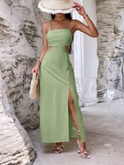 SHEIN VCAY Cut Out Waist Split Thigh Cami Dress -Curated Swimwear 16891569585be0557fddd689ae443d40ee2f770264 thumbnail 405x552