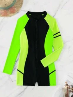 Colorblock Zip Front One Piece Swimsuit -Curated Swimwear 168930834792cc8d1119c3a468d33c0839417c5e1b thumbnail 405x552