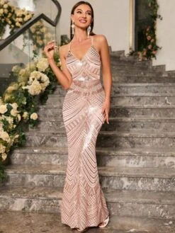 Crisscross Backless Mermaid Hem Sequin Cami Dress -Curated Swimwear 168955984201b365c9c35c16b9a9356e912475b0c5 thumbnail 405x552