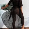 Striped Mesh Belted Kimono -Curated Swimwear 1689574592f58b8a13de6d18ec150ba2bfa580b7ba thumbnail 405x552