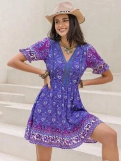 Rusttydustty Floral Print Puff Sleeve Dress Without Belt -Curated Swimwear 1689609774e36f6069a0737bc713c20b9bcf85169d thumbnail 405x552