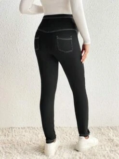 SHEIN Maternity Adjustable Waist Top-stitching Leggings