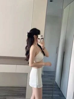 Women's Swimsuit 2023 New Split Anti-Uv Long-Sleeved Cover-Up, Sexy Pure Color, Halter Bikini, Beach Wear, White -Curated Swimwear 16898309248c899cc889b8cda7548e36375b47cd4c thumbnail 405x552