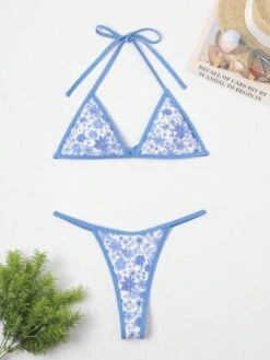 Floral Print Triangle Thong Bikini Swimsuit -Curated Swimwear 16899329313e731bb9cb4e13b32fac1322fe3d4587 thumbnail 405x552