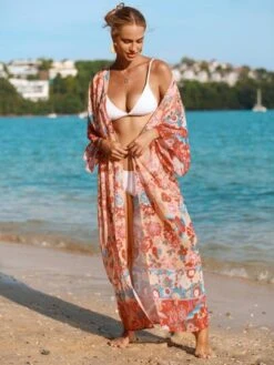 Floral Printed Front Open Sun Protection Kimono -Curated Swimwear 1689934419040013b176e2875311ffa7deaf6104db thumbnail 405x552