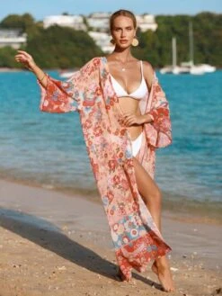 Floral Printed Front Open Sun Protection Kimono -Curated Swimwear 16899344198dd14e3fc34a0c63243b16e6d7dc05a9 thumbnail 405x552