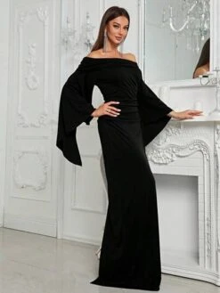 Giffniseti Off Shoulder Flare Sleeve Ruched Side Party Dress -Curated Swimwear 1690167035262fb01c2261004fa6f741abecf94272 thumbnail 405x552