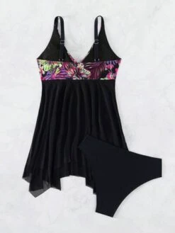 Tropical Print Contrast Mesh Bikini Swimsuit -Curated Swimwear 1690167558a82f40fb9e05e83b622d0d4d40fd2e45 thumbnail 405x552