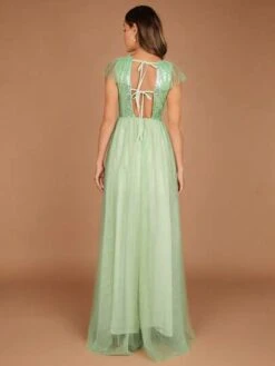 SHEIN Belle Contrast Sequin Mesh Overlay Maxi Dress