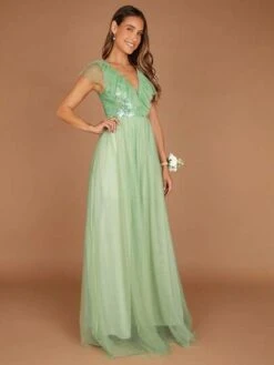 SHEIN Belle Contrast Sequin Mesh Overlay Maxi Dress -Curated Swimwear 16901776124e0127649a9f3552f81d79b310c629cd thumbnail 405x552