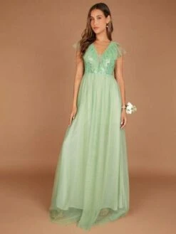 SHEIN Belle Contrast Sequin Mesh Overlay Maxi Dress -Curated Swimwear 16901776140a2648af19fd8be075d2d9de2be55271 thumbnail 405x552